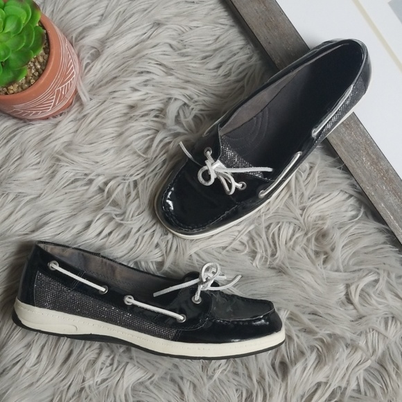 croft & barrow Shoes - Croft & Barrow Boat Shoes Shiny Black and Silver